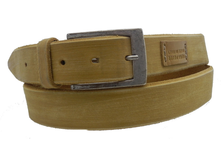 Cintura in cuoio carteggiata - giallo - mm35